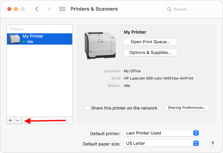 print authetication mac - remove printer