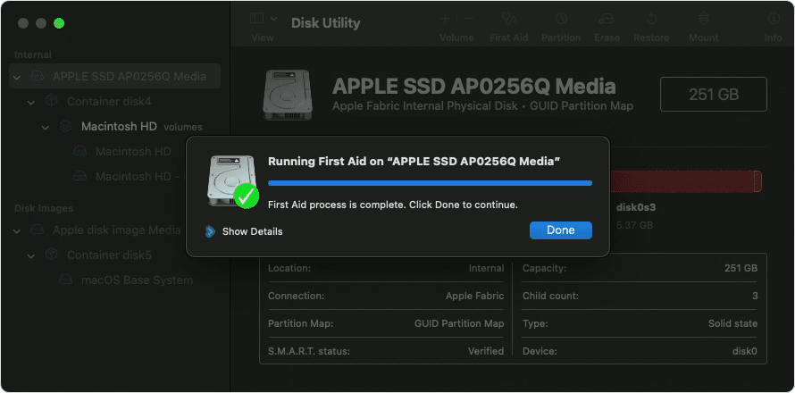 disk utlity first aid external hard drive mac