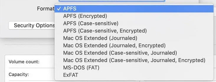 format external drive mac - apfs