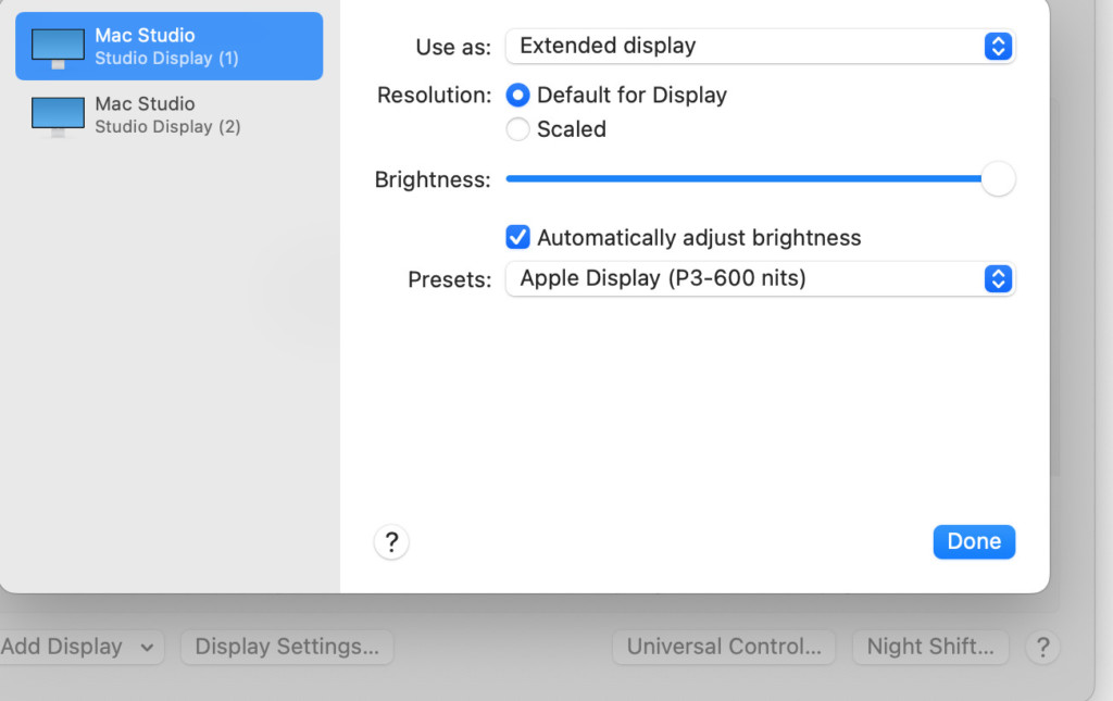 apple studio display preferences