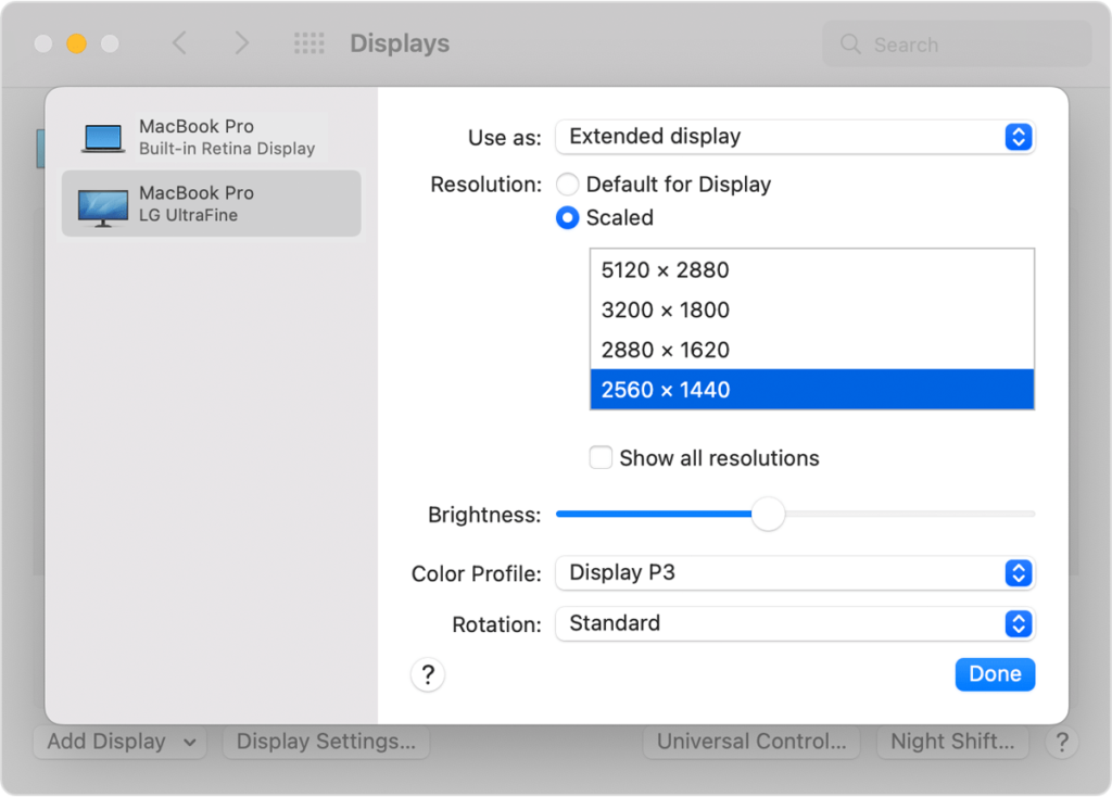 Configuración de resolución de pantalla externa Mac