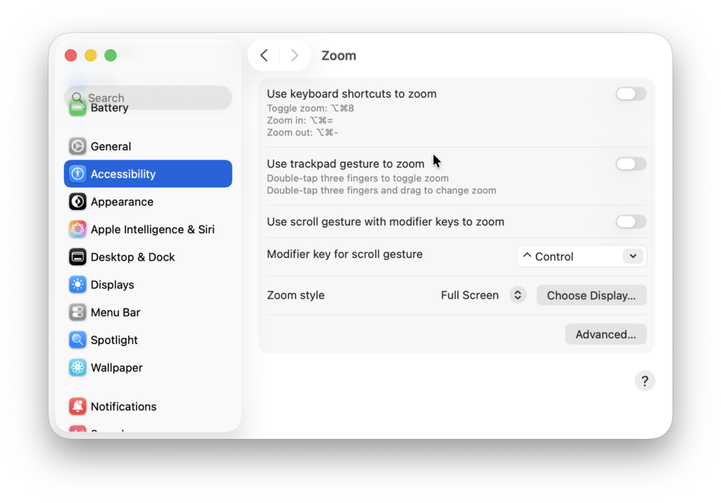 macos zoom settings