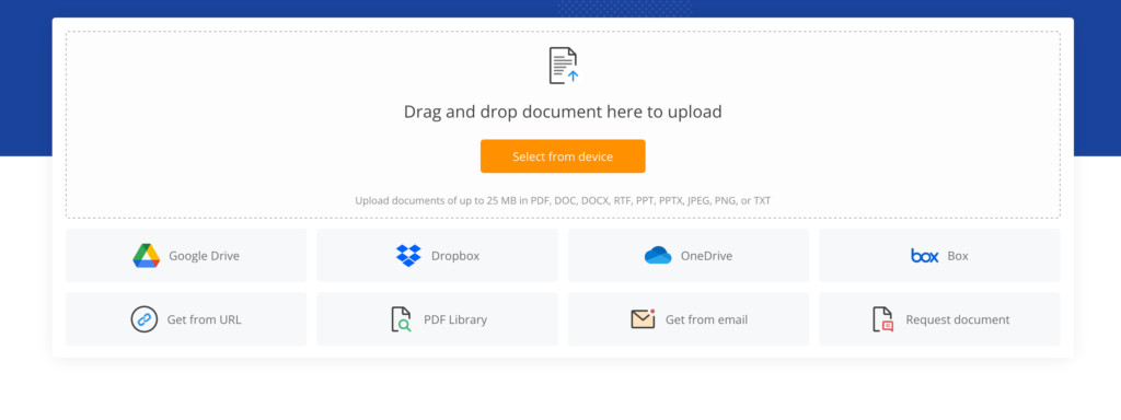 pdffiller review - upload document