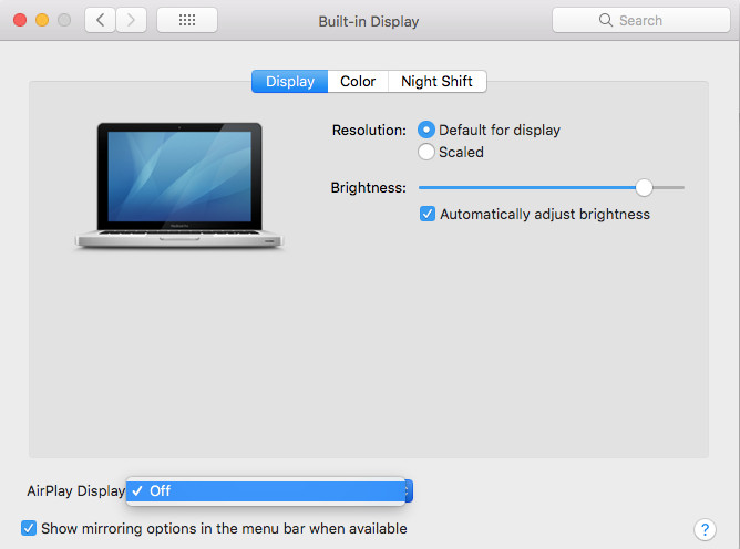 connect mac to tv airplay display setting