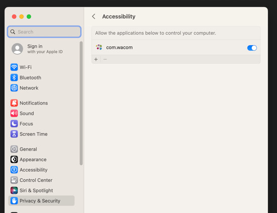 wacom accessibility mac