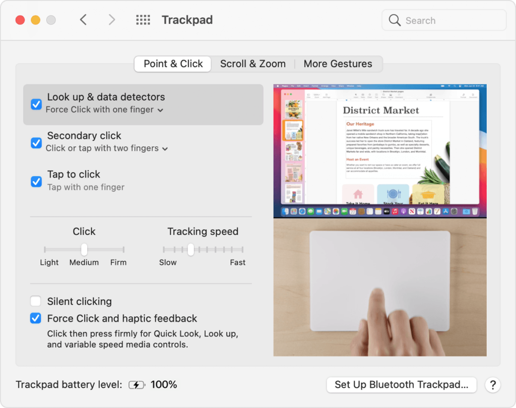 right click on a mac with force touch trackpad