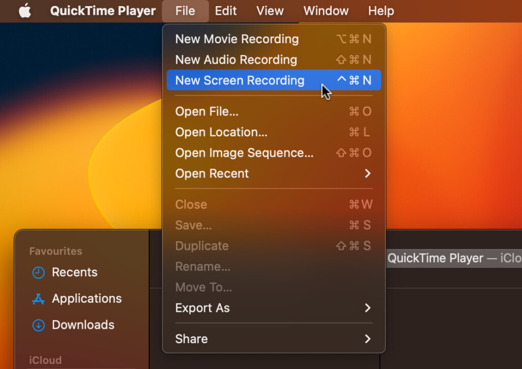 screen record using quicktime
