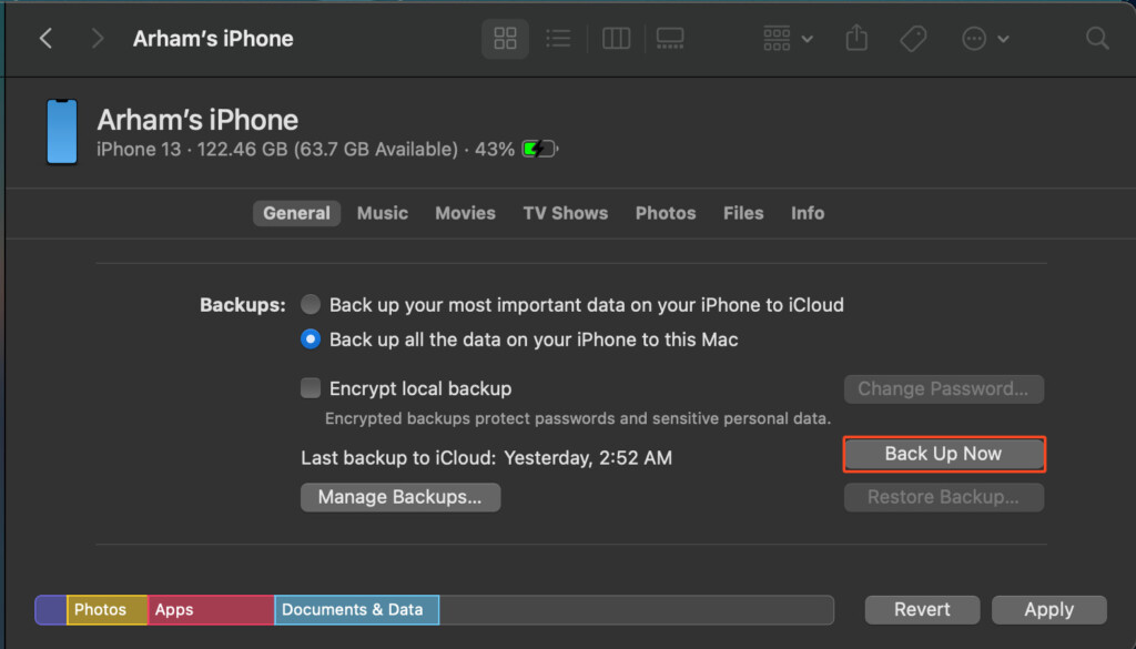 how to backup iphone to mac using usb 5