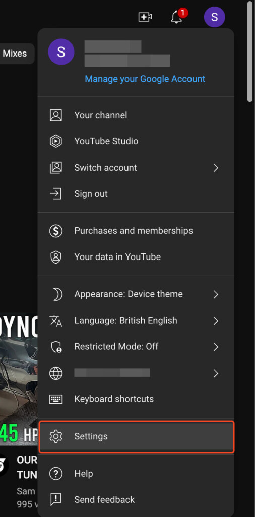 youtube pop-ups settings