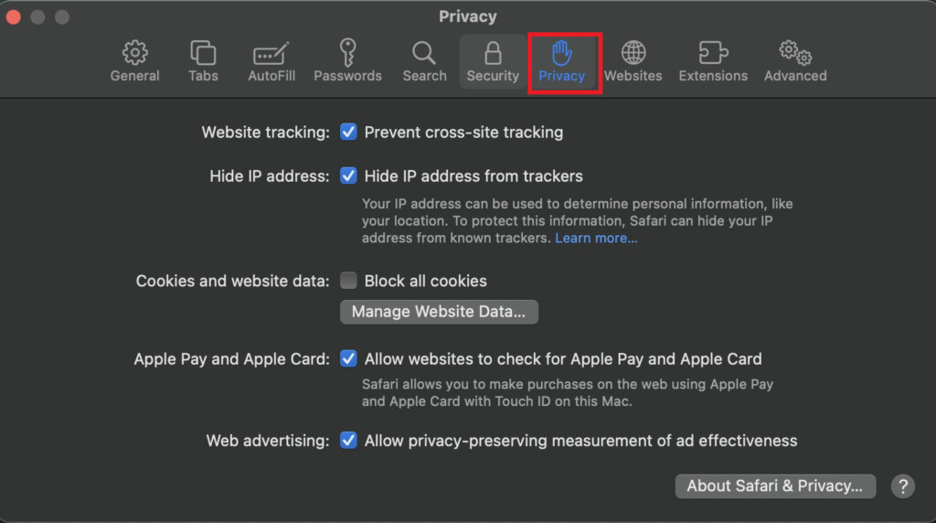 How to clear cookies on safari 2