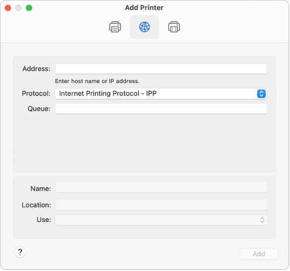 add printer mac ip address