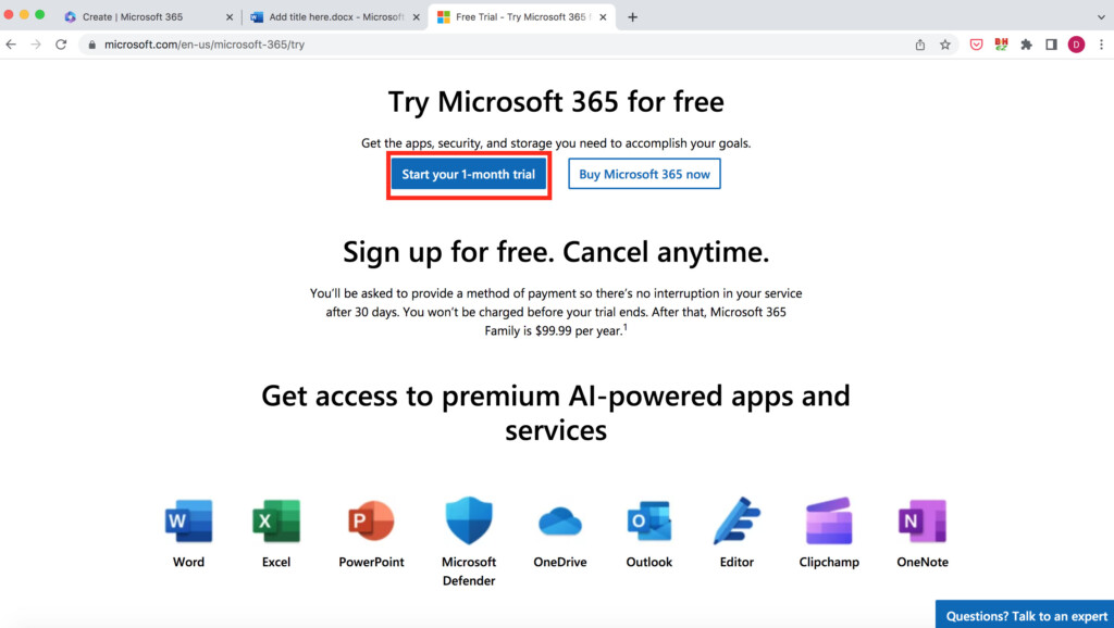 microsoft 365 trial