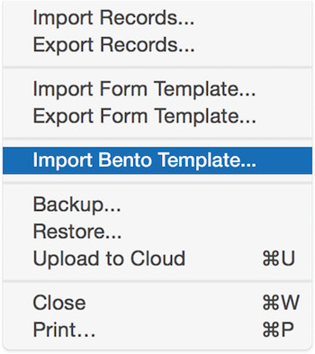 import bento files - tap forms