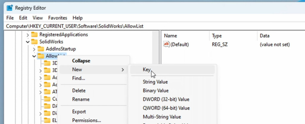 new allow list key vendor solidworks parallels mac