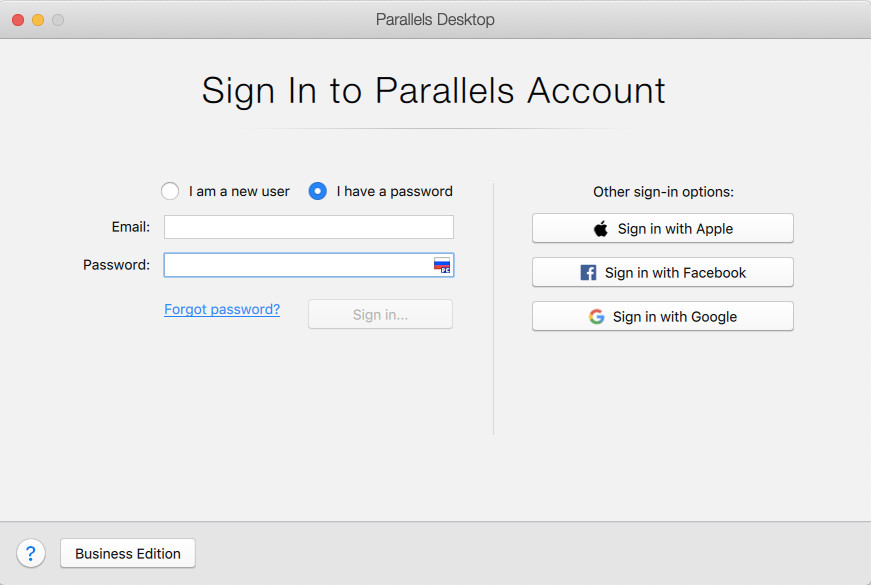 sign into parallels account