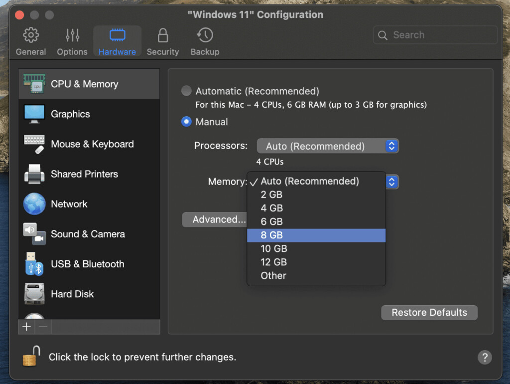 windows 11 virtual machine configuration parallels