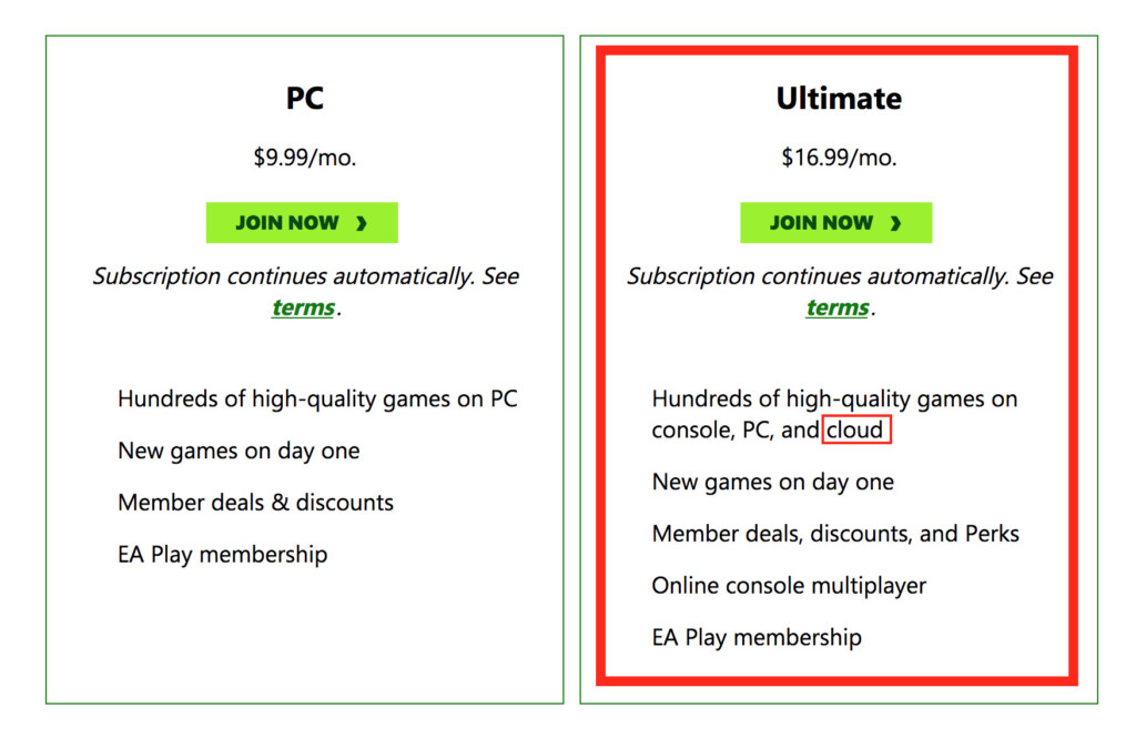 xbox game pass ultimate pricing cloud gaming