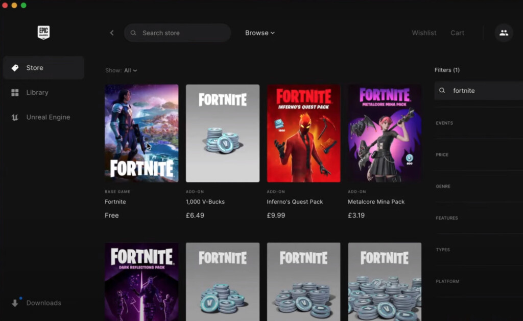 fortnite for mac in epic games store