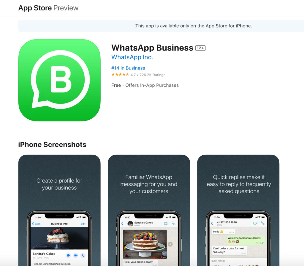 whatsapp for business iphone