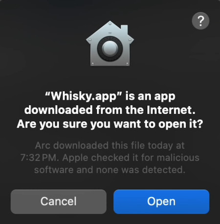 whisky app warning macos
