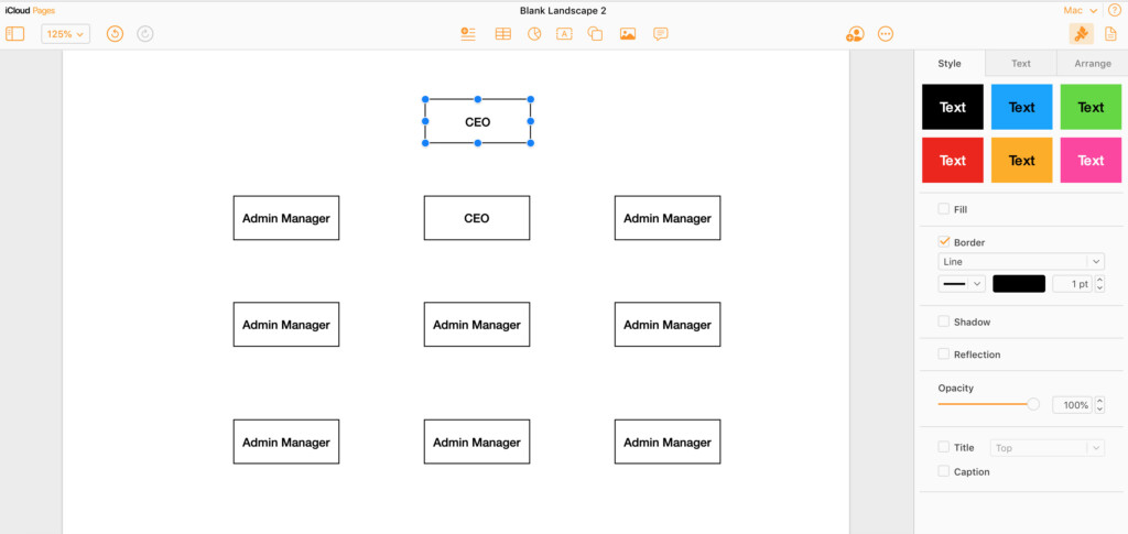 org chart structure mac pages