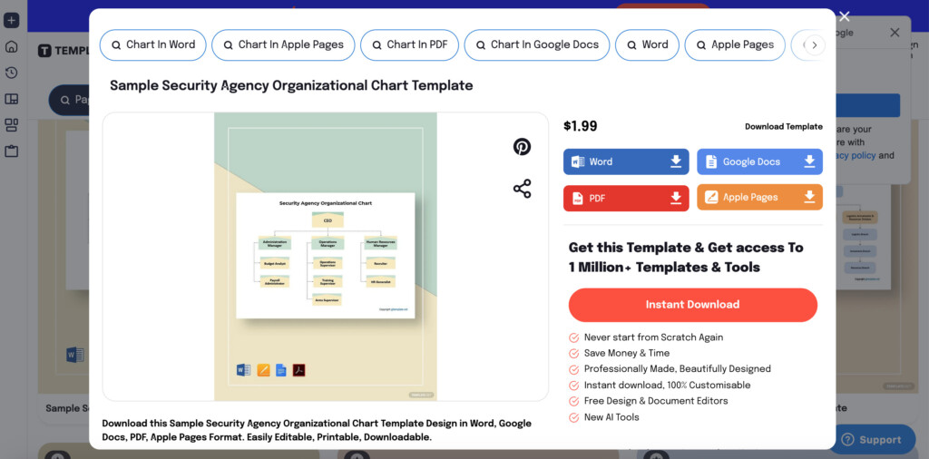org chart templates pages