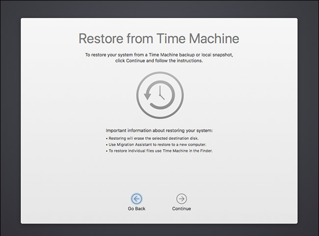 restore from time machine mac