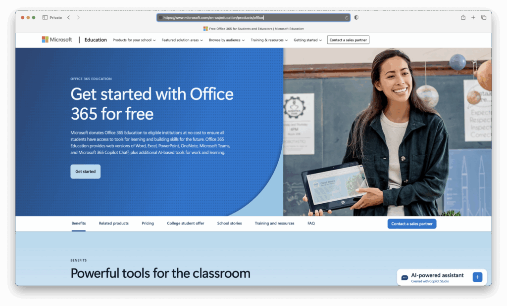 microsoft office 365 education site