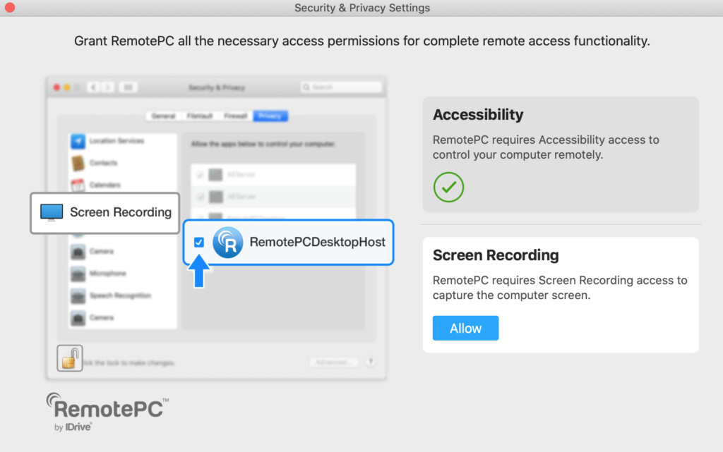 remotepc mac permissions request