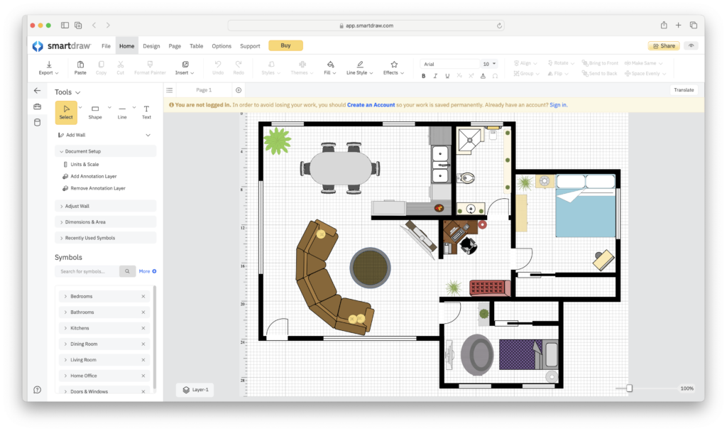 2d floorplan in smartdraw