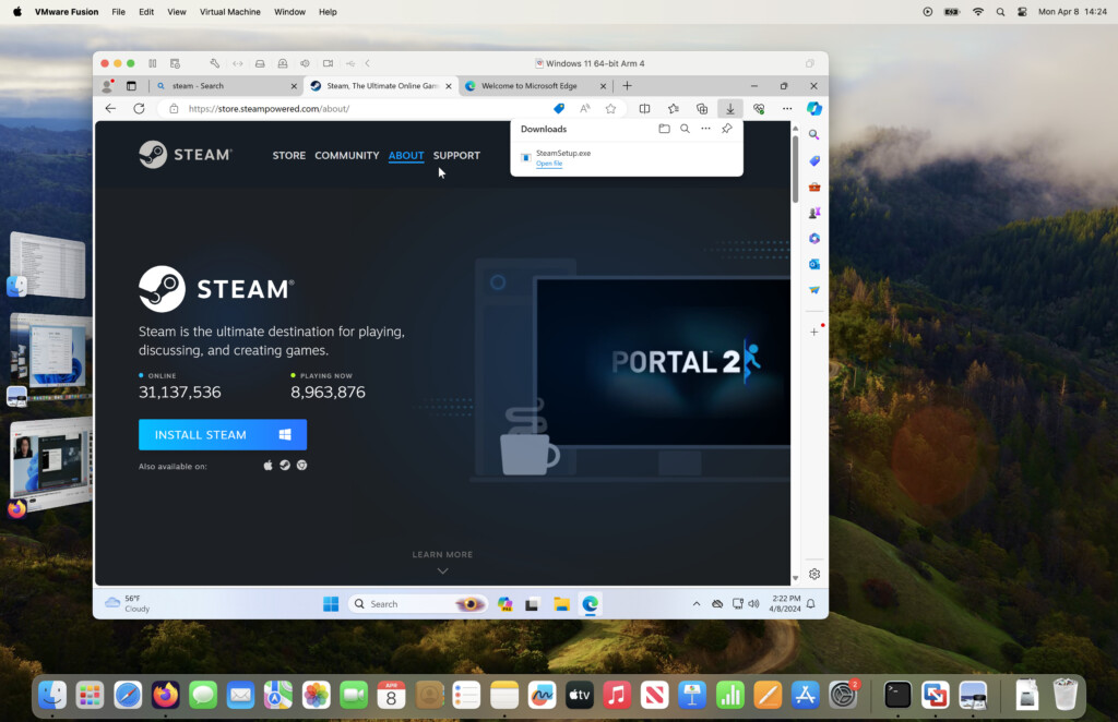 install steam on mac in windows 11 vmware fusion