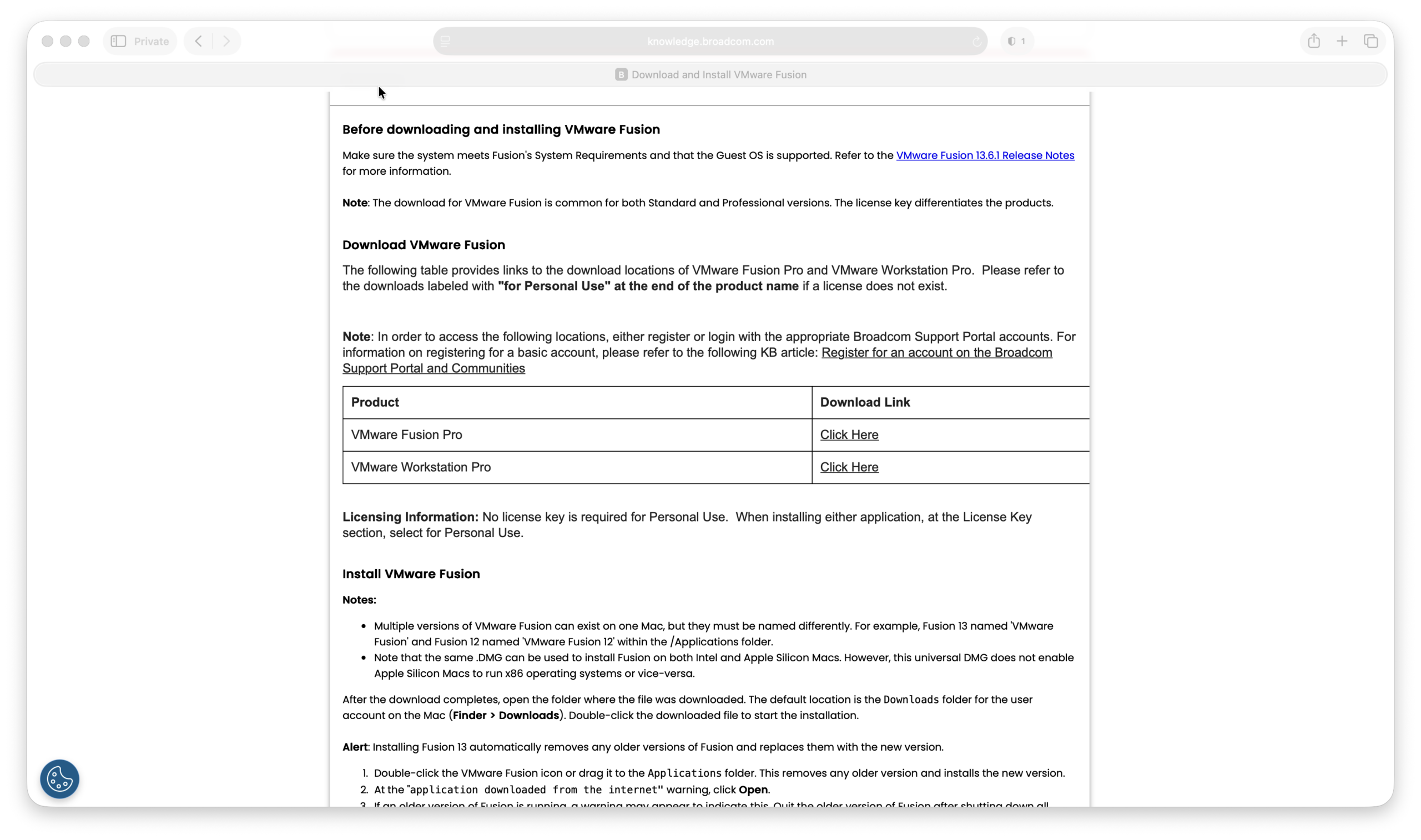 vmware fusion mac download broadcom site 