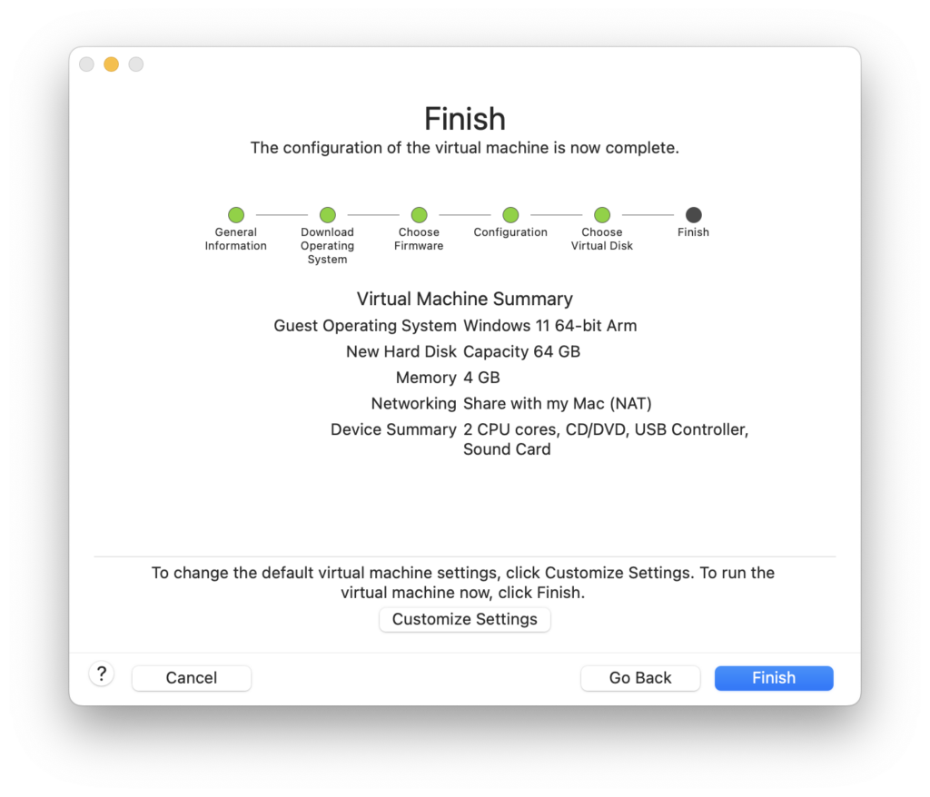 vmware installation summary