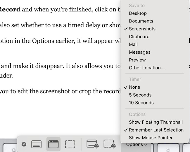 screenshot mac sonoma options