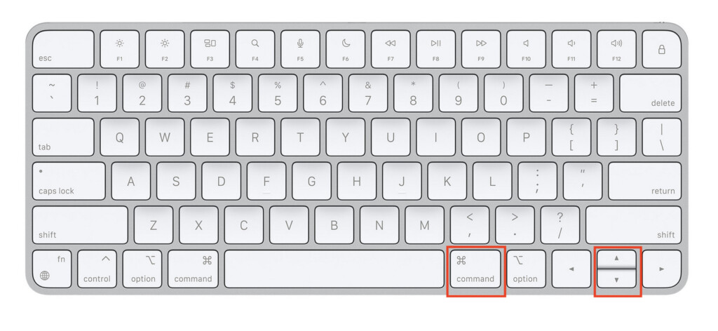 scroll page top and bottom key mac