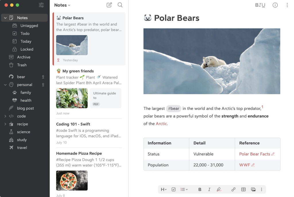 bear writing app for mac