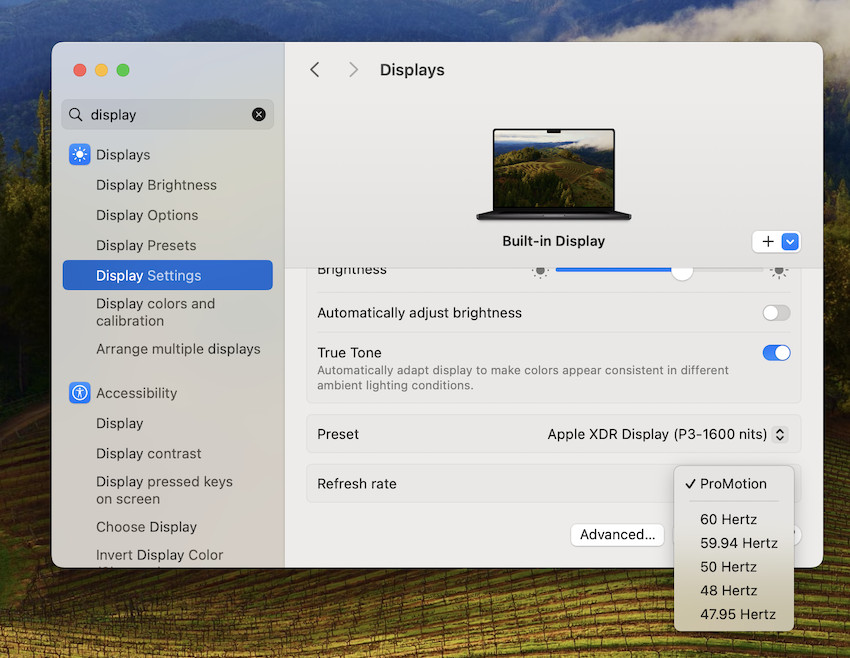 display settings mac