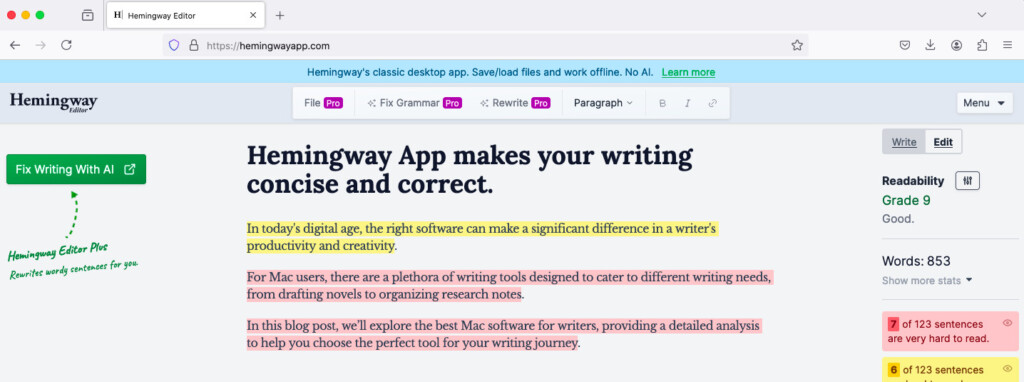 hemingway app