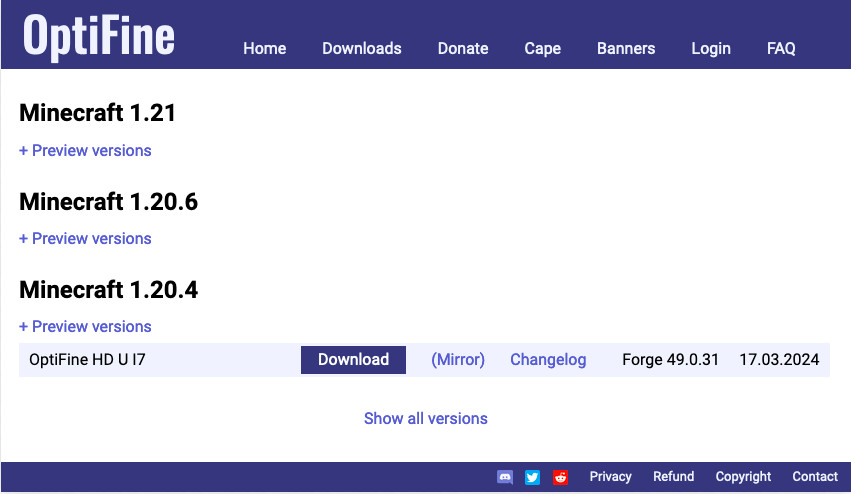 optifine download page