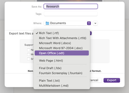 scrivener export formats