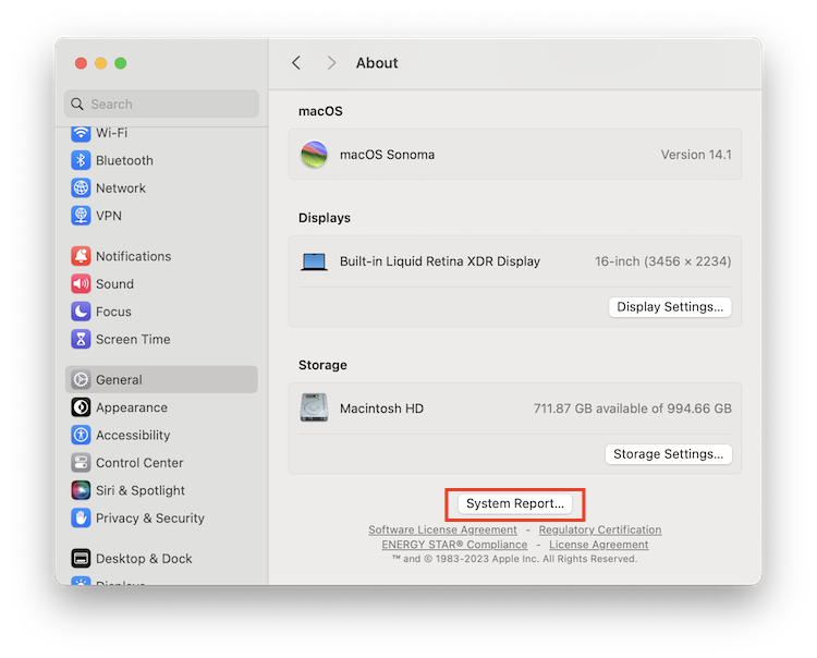 system report macos