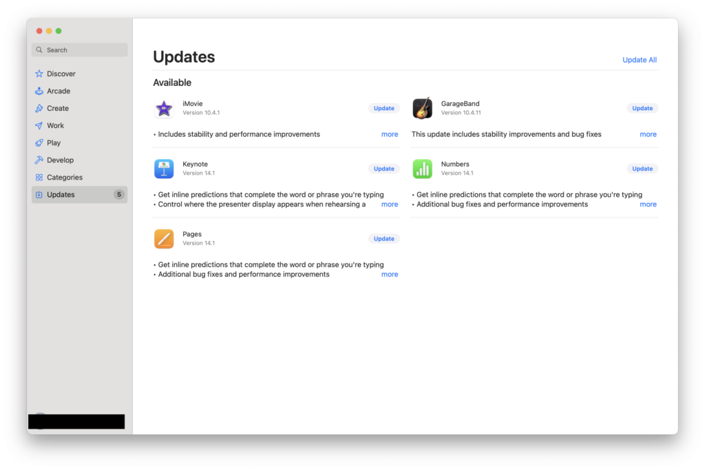 update apps via the mac app store