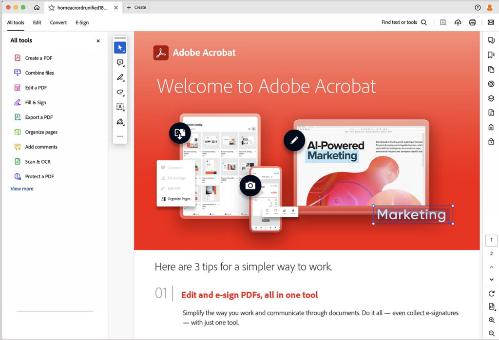 adobe acrobat classic interface