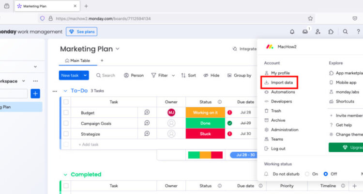 monday.com import data