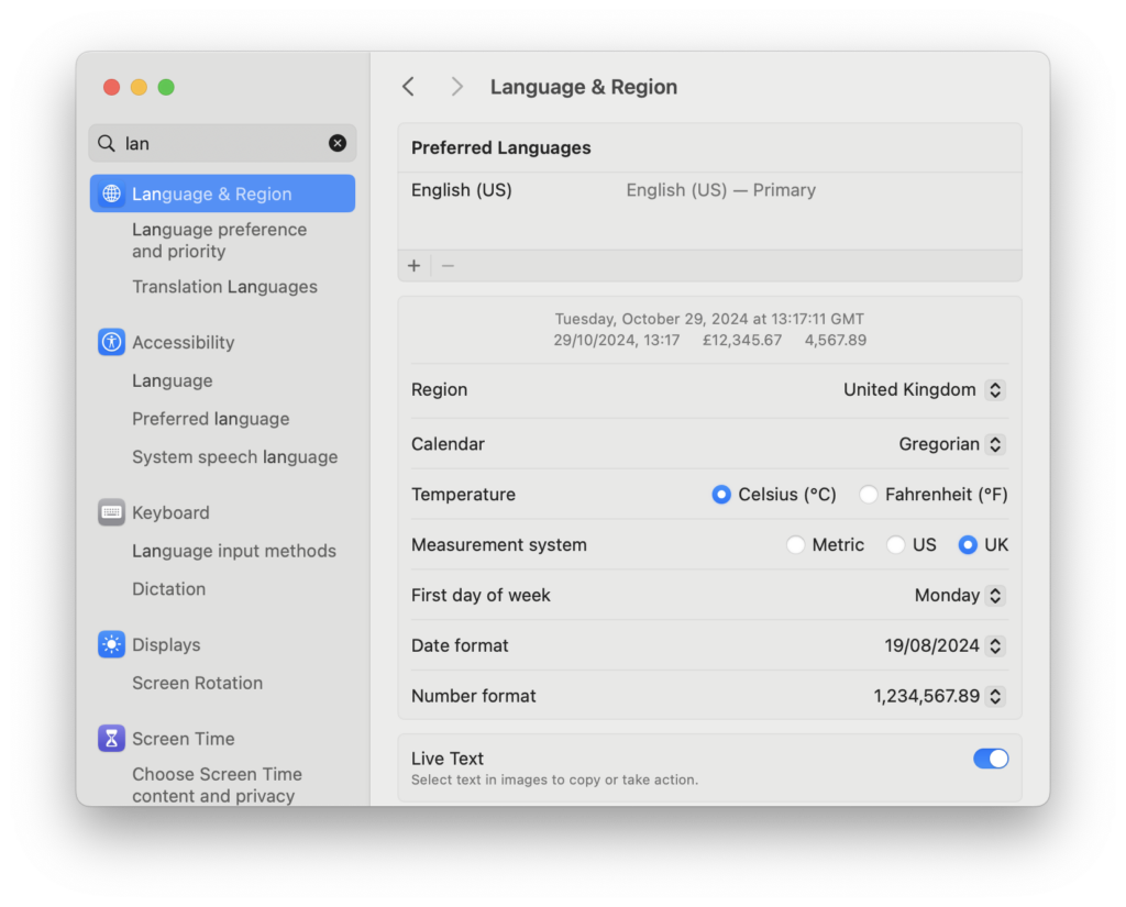 macos region and language settings