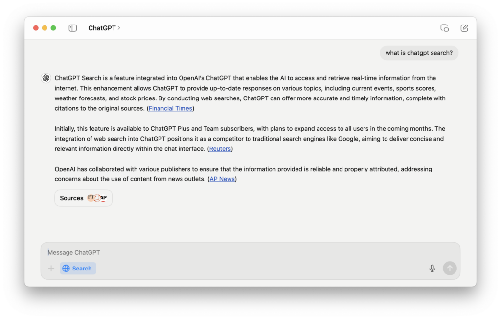 chatgpt search for mac results