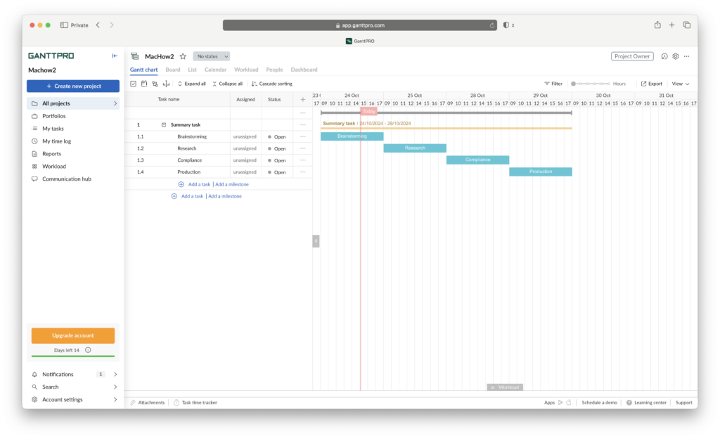 GanttPRO Gantt Chart. Source: MacHow2