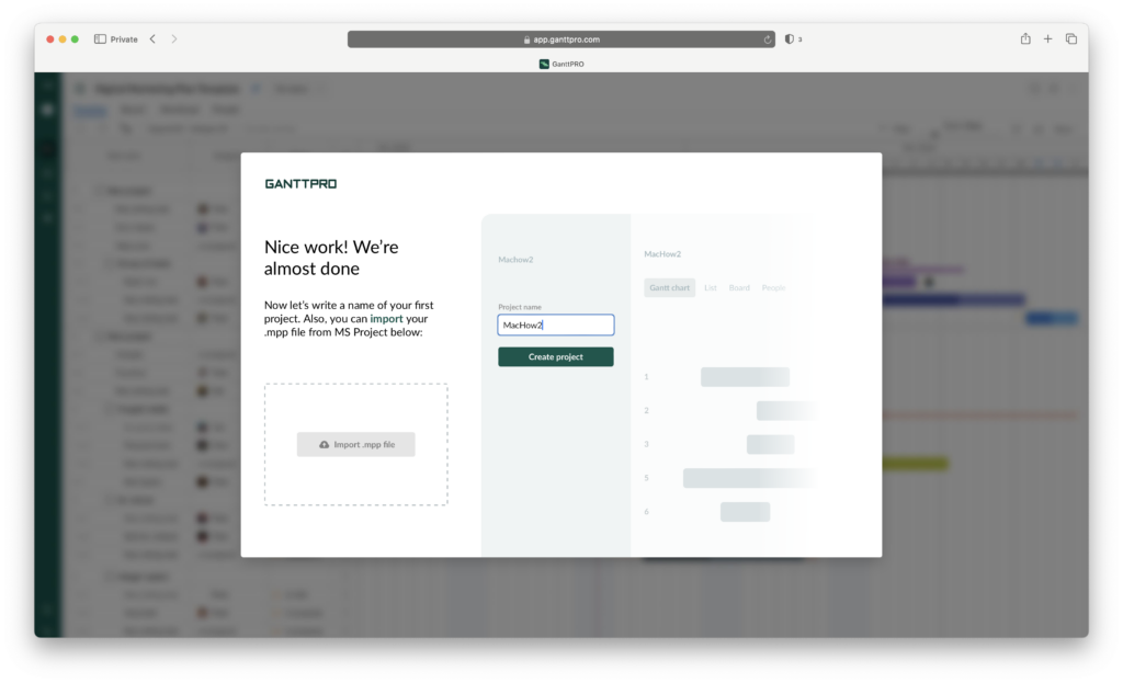 GanttPRO Microsoft Project import support. Source: MacHow2