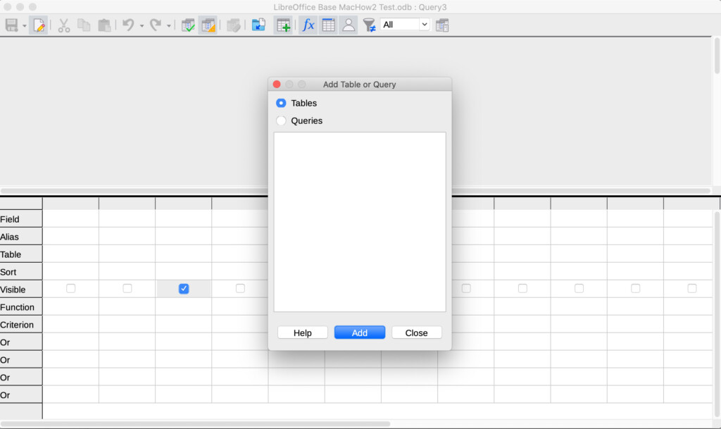 libreoffice base add query