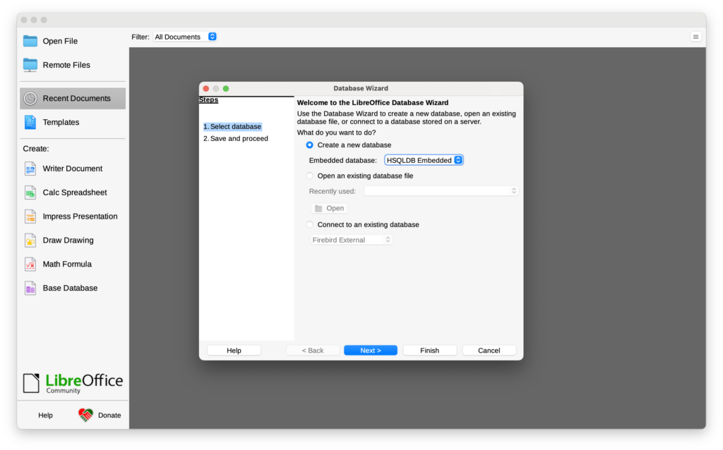 libreoffice base mac setup